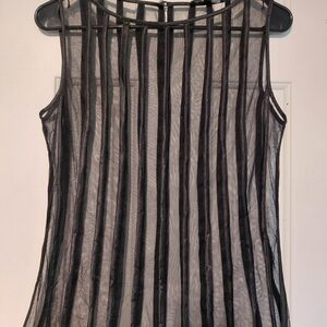 Sandra Darren Black Sheer Striped Tank Top